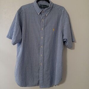 Ralph‎ Lauren Classic Fit Men's Button Down Shirt Sz XXL Blue/White Checked...
